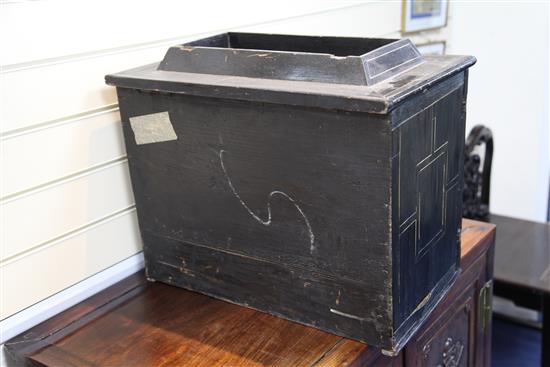 A 19th century Flemish ebonised table cabinet, 21in.